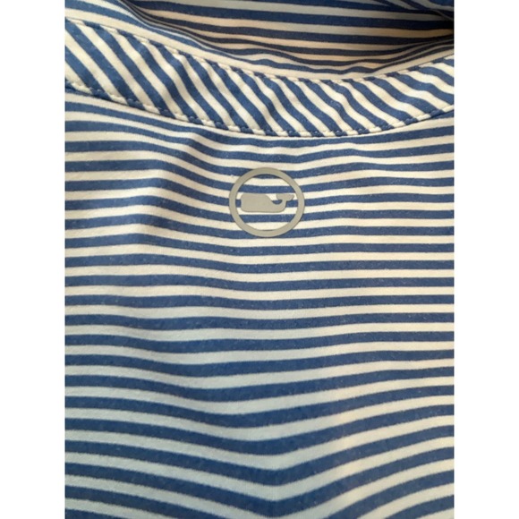 Vineyard Vines Performance Striped Polo Shirt Men's 2XL Blue White Whale Logo - Picture 5 of 10